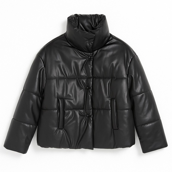 INC International Concepts Jackets & Blazers - INC Chic Minimalist Vegan Leather Puffer Jacket Size Large